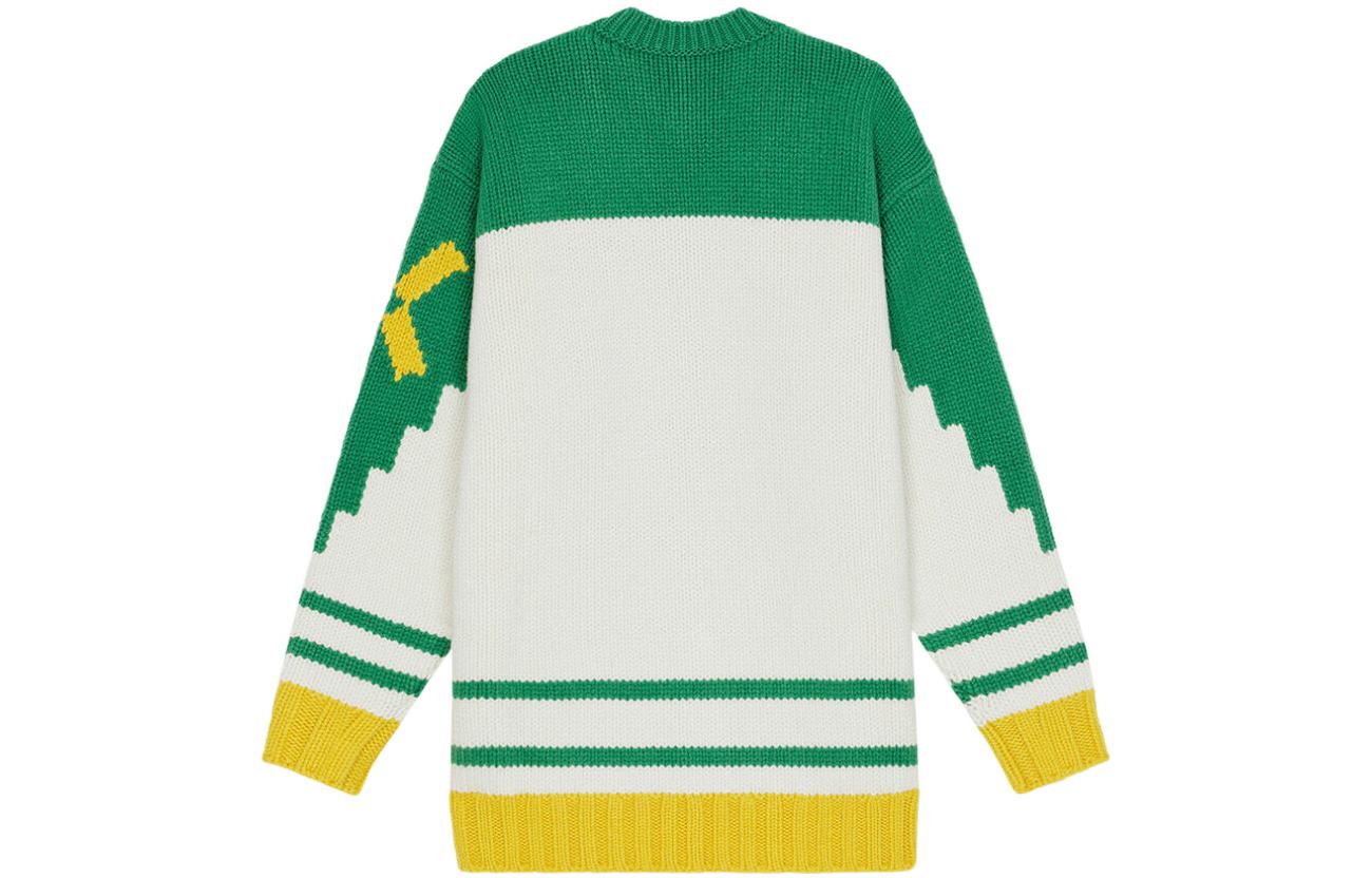 Lookbook 겐조 x 니고 FW22 유니버시티 컬러블록 크루넥 스웨터 유니섹스 그린 FC65PU3143BD-57