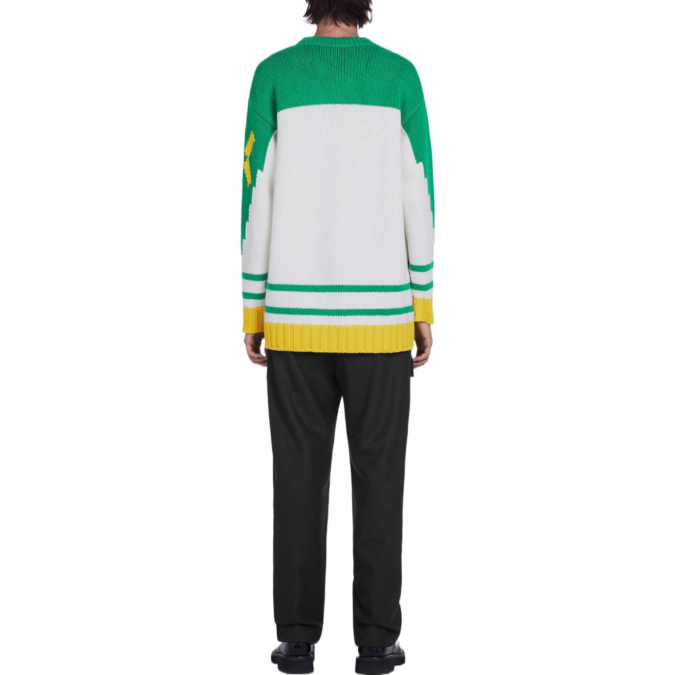 Purchase 겐조 x 니고 FW22 유니버시티 컬러블록 크루넥 스웨터 유니섹스 그린 FC65PU3143BD-57