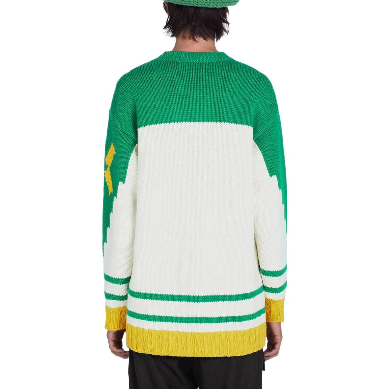 Sizing 겐조 x 니고 FW22 유니버시티 컬러블록 크루넥 스웨터 유니섹스 그린 FC65PU3143BD-57