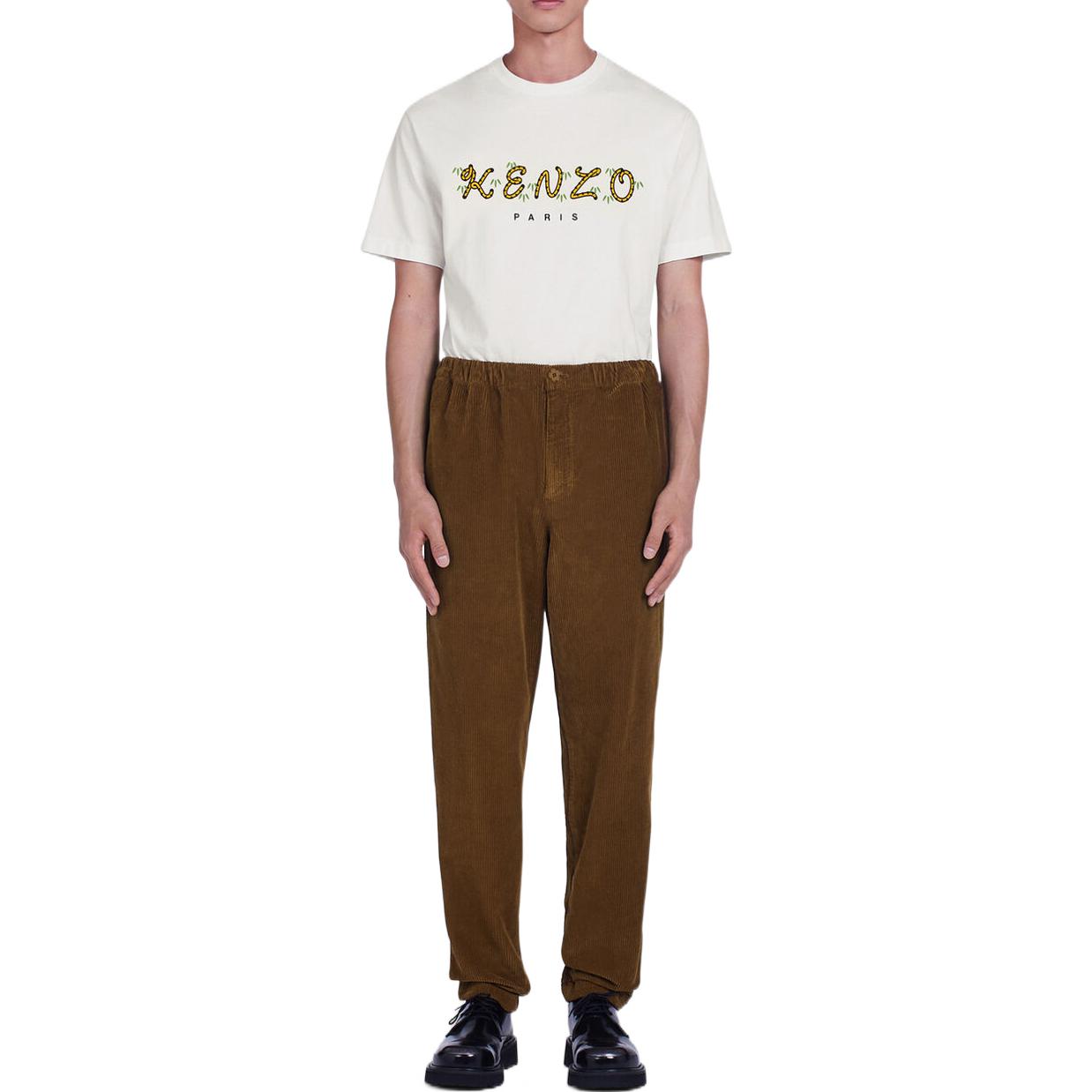 Shop KENZO x Nigo FW22 Seluar Logo Universiti Potongan Santai Coklat Kasual FC65PA5009CV-89