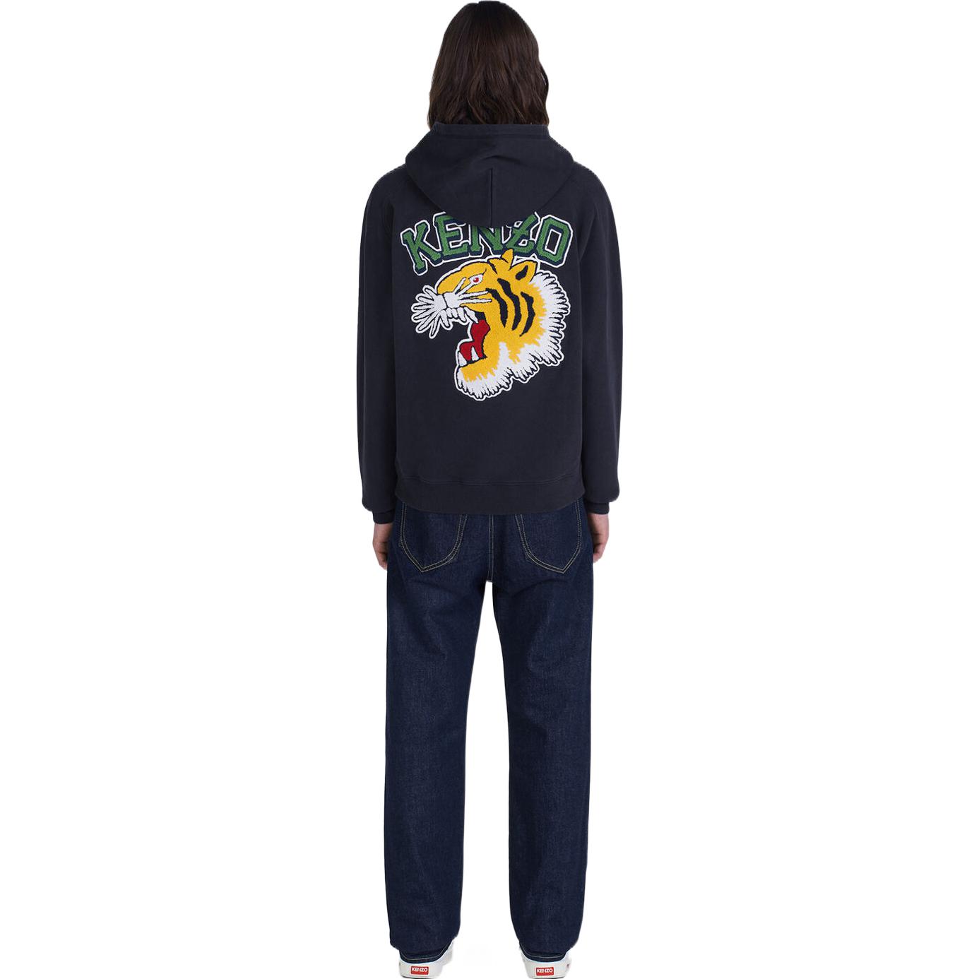 Purchase KENZO x Nigo FW22 University Series Navy Hoodie with Tiger Embroidery for Men. FC65SW436CMJ-77
