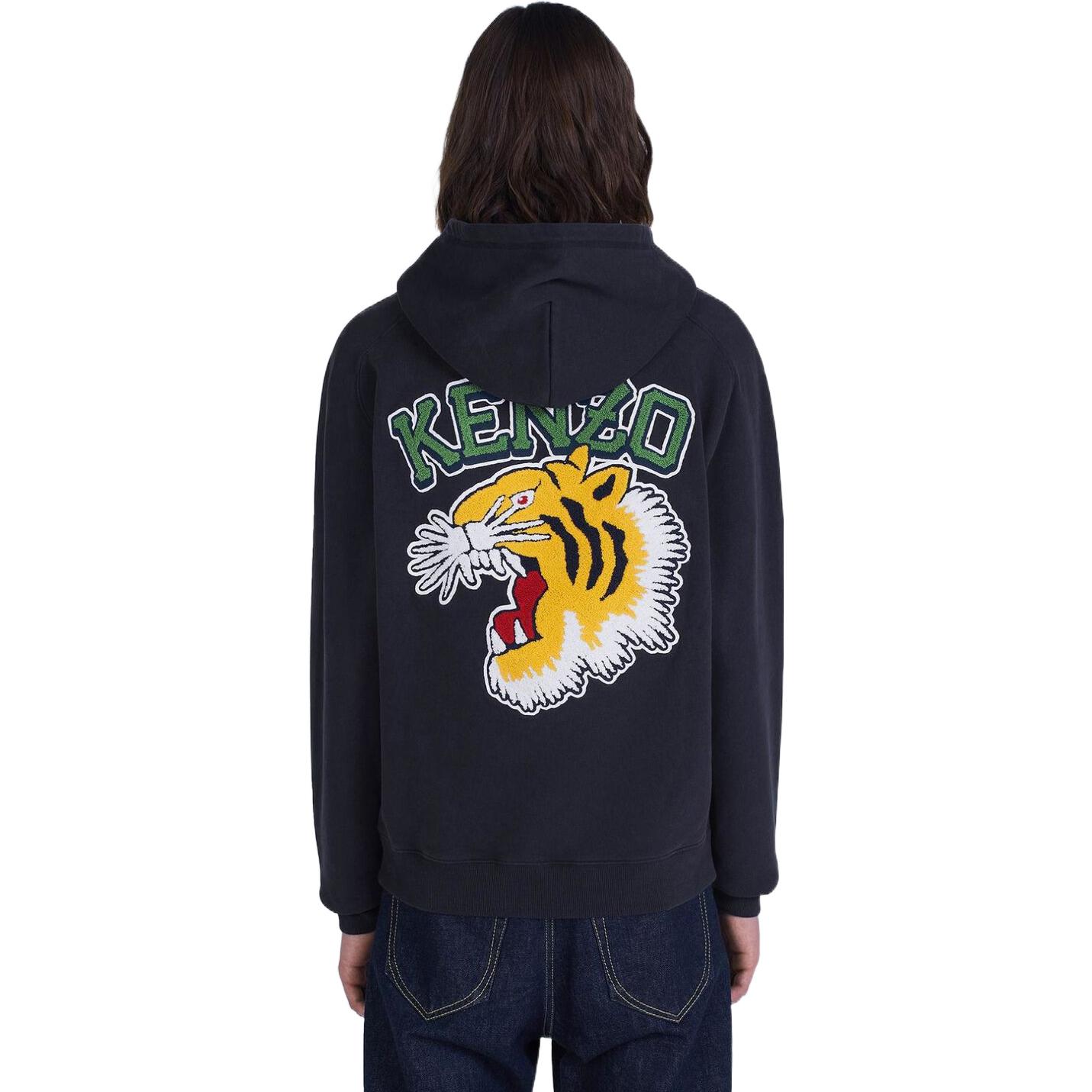Sizing KENZO x Nigo FW22 University Series Navy Hoodie with Tiger Embroidery for Men. FC65SW436CMJ-77