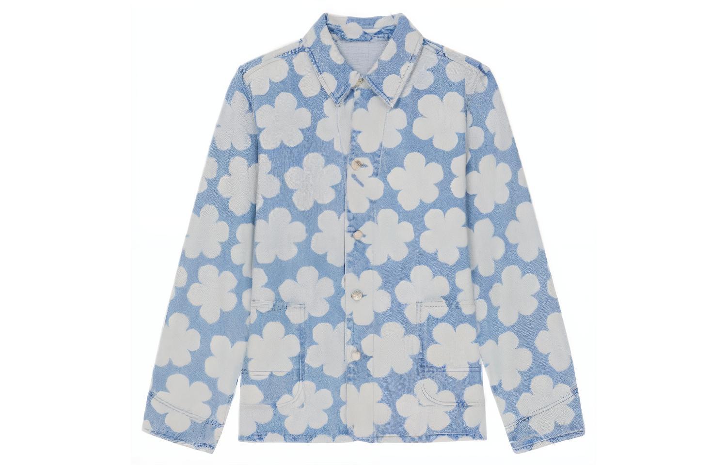 Order KENZO x Nigo HANA DOTS FW22 Floral Polka Dot Denim Jacket Light Blue for Men FC65DV1019GP-64