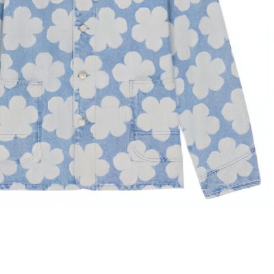 KENZO x Nigo HANA DOTS FW22 Floral Polka Dot Denim Jacket Light Blue for Men FC65DV1019GP-64 Details for KENZO x Nigo HANA DOTS FW22 Floral Polka Dot Denim Jacket Light Blue for Men FC65DV1019GP-64