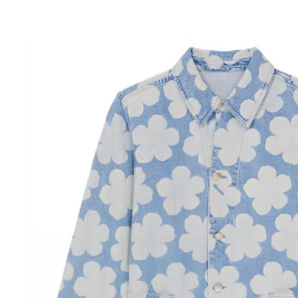 Sizing KENZO x Nigo HANA DOTS FW22 Floral Polka Dot Denim Jacket Light Blue for Men FC65DV1019GP-64