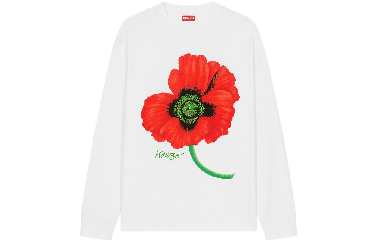 Kenzo Nigo Poppy Flower Print Crewneck Sweatshirt White FC65TS4174SY-01