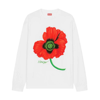 Kenzo Nigo Poppy Flower Print Crewneck Sweatshirt White FC65TS4174SY-01