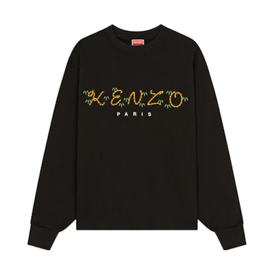 KENZO Nigo SS22 Tiger Tail Capsule Big Logo Crewneck Sweatshirt Black FC55SW409CMI-99J-L