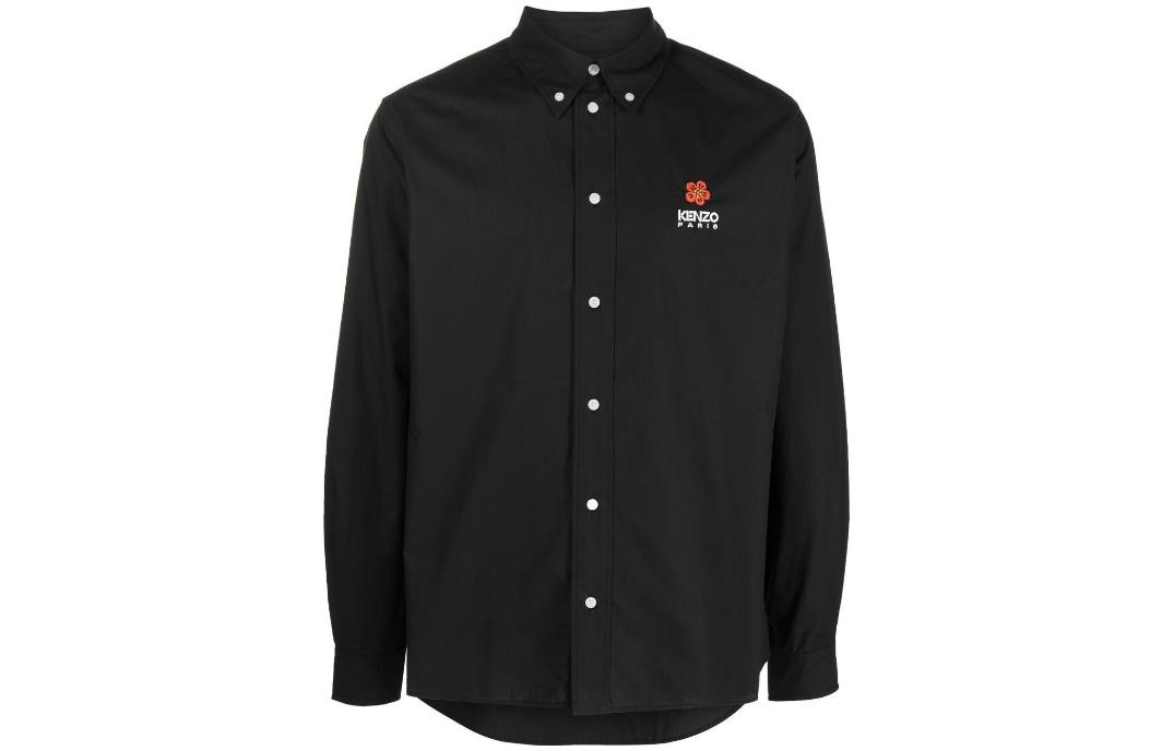 KENZO x Nigo SS23  Black Floral Embroidered Long Sleeve Shirt. FD55CH4109LH-99