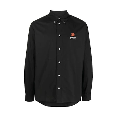 KENZO Nigo SS23 Black Floral Embroidered Long Sleeve Shirt. FD55CH4109LH-99
