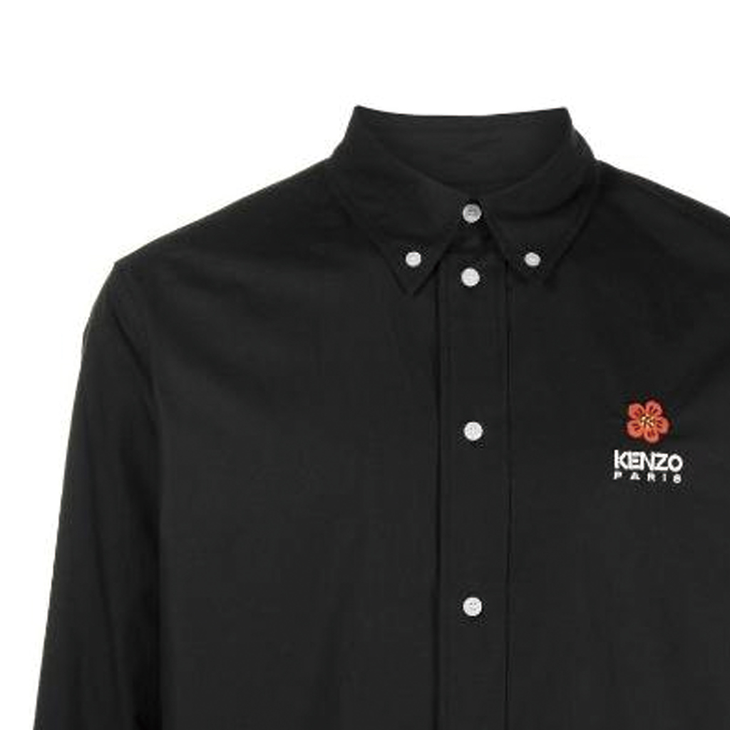 Cheap ケンゾー x ニゴ SS23 ブラック フローラル刺繍 長袖シャツ FD55CH4109LH-99