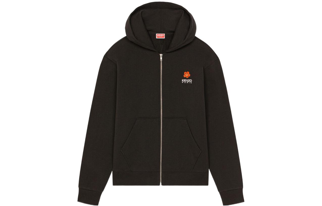 Order KENZO x Nigo SS23  Black Hoodie with Floral Logo Print and Zipper. FD55SW4424MF-99J