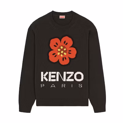 KENZO Nigo SS23 Chinese New Year 'Boke Flower' Logo Knit Jumper Black. FD55PU3803LC-99J