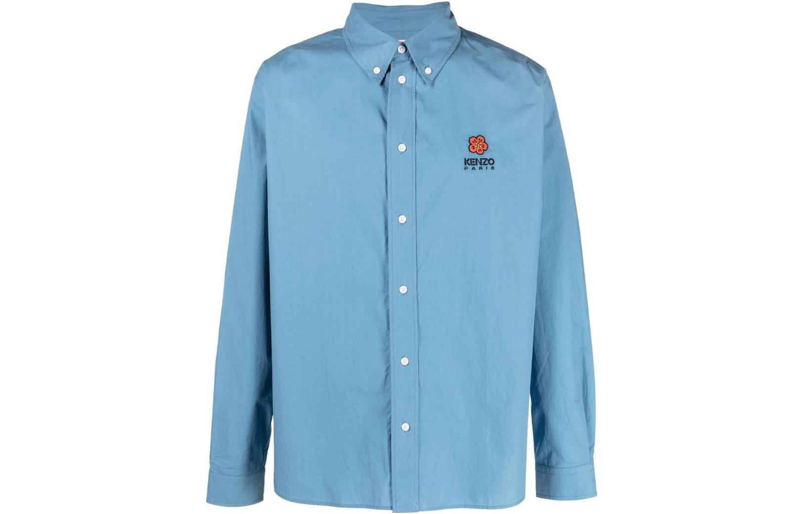 KENZO x Nigo SS23 Floral Embroidered Collared Long Sleeve Shirt Blue FD55CH4109LH-69