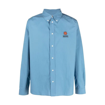 KENZO Nigo SS23 Floral Embroidered Collared Long Sleeve Shirt Blue FD55CH4109LH-69