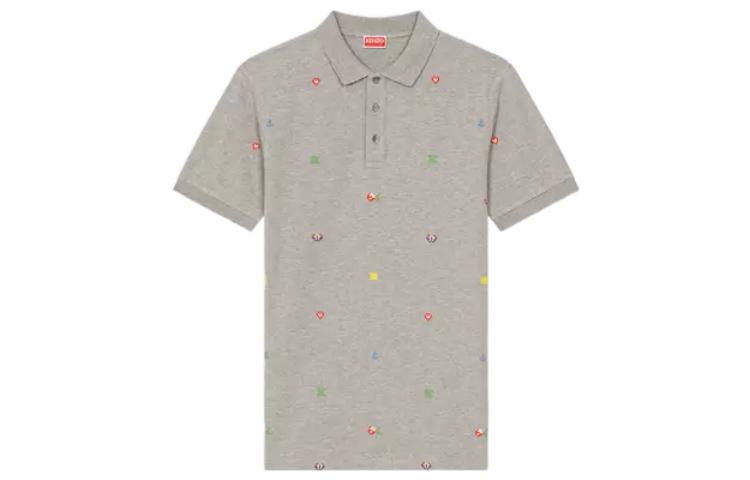 Order KENZO x Nigo SS23 Pixel Floral Embroidery Polo Shirt Pearl Grey  Edition FD55PO0054PU-94