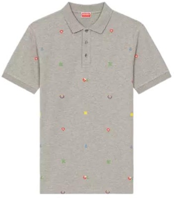 KENZO x Nigo SS23 Pixel Floral Embroidery Polo Shirt Pearl Grey Edition FD55PO0054PU-94 Order KENZO x Nigo SS23 Pixel Floral Embroidery Polo Shirt Pearl Grey Edition FD55PO0054PU-94