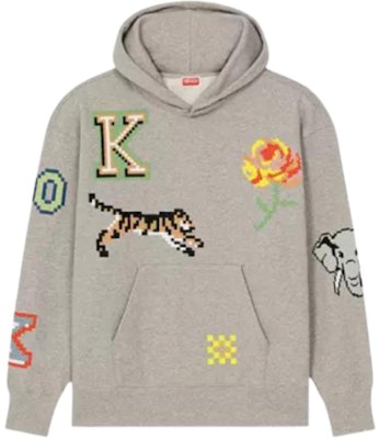KENZO x Nigo SS23 픽셀 타이거 로고 후디 풀오버 펄 그레이. FD55SW4674ME-94 Buy KENZO x Nigo SS23 픽셀 타이거 로고 후디 풀오버 펄 그레이. FD55SW4674ME-94