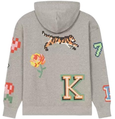 KENZO x Nigo SS23 픽셀 타이거 로고 후디 풀오버 펄 그레이. FD55SW4674ME-94 Lookbook KENZO x Nigo SS23 픽셀 타이거 로고 후디 풀오버 펄 그레이. FD55SW4674ME-94