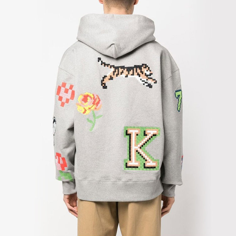 Purchase KENZO x Nigo SS23 픽셀 타이거 로고 후디 풀오버 펄 그레이. FD55SW4674ME-94