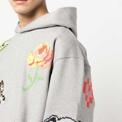 KENZO x Nigo SS23 픽셀 타이거 로고 후디 풀오버 펄 그레이. FD55SW4674ME-94 Sizing KENZO x Nigo SS23 픽셀 타이거 로고 후디 풀오버 펄 그레이. FD55SW4674ME-94