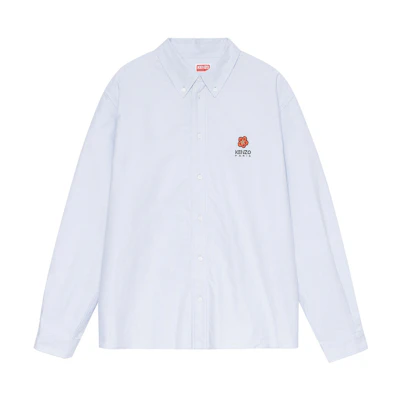 KENZO Nigo SS23 Unisex Light Blue Embroidered Long Sleeve Shirt. FD55CH4109LO-64-BU