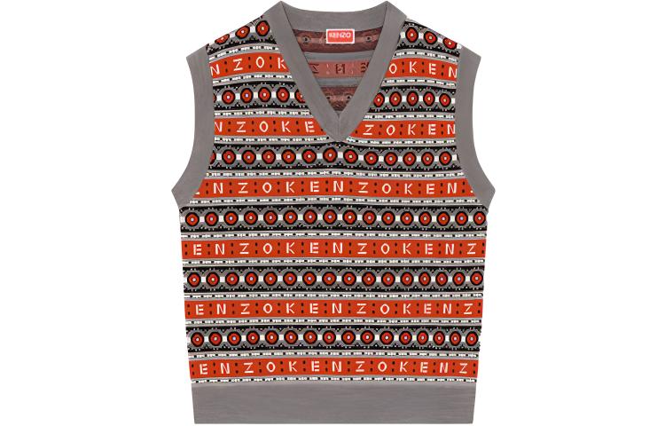KENZO x Nigo Western Flower FW22 Merino Wool V-Neck Vest Red  Capsule Series FC65PU3223CJ-21