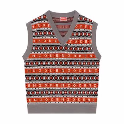 KENZO Nigo Western Flower FW22 Merino Wool V-Neck Vest Red Capsule Series FC65PU3223CJ-21