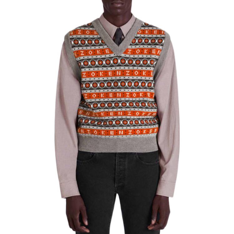 Details for 겐조 x 니고 웨스턴 플라워 FW22 메리노 울 브이넥 베스트 레드 캡슐 시리즈 FC65PU3223CJ-21