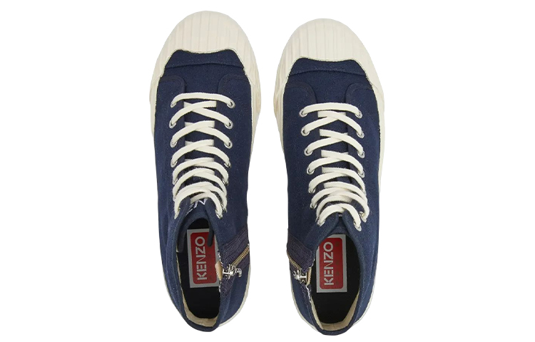 Shop Kenzo x 巴黎 蓝白色 'Boke 高帮帆布鞋' FD55SN020F73.77
