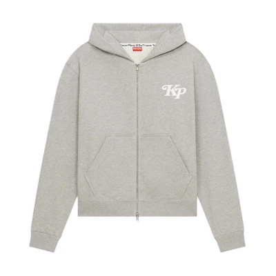 KENZO VERDY SS24 Letter Print Zip Hoodie Mens Grey. FE55SW2104MG-94