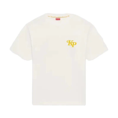 KENZO Yellow Crewneck T-Shirt with Solid Color and Letter Print Style FE52TS1184SO0-2B