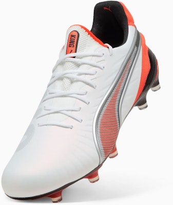 King Ultimate FG/AG Soccer Cleats PUMA White/PUMA Silver/Glowing Red/PUMA Black 108821-01 Details for King Ultimate FG/AG Soccer Cleats PUMA White/PUMA Silver/Glowing Red/PUMA Black 108821-01