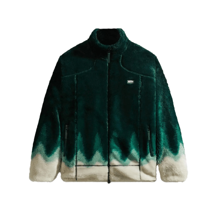 KITH 2024 Fall Collection Logo Zip-Up High-Collar Jacket White/Green KHM010636-329