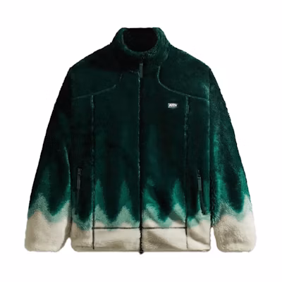 KITH 2024 Fall Collection Logo Zip-Up High-Collar Jacket White/Green KHM010636-329