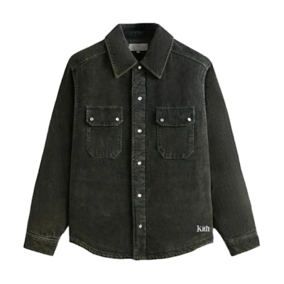 KITH 2024 Winter Rowan Washed Corduroy Relaxed Embroidered Cotton Jacket Grey KHM010667-178