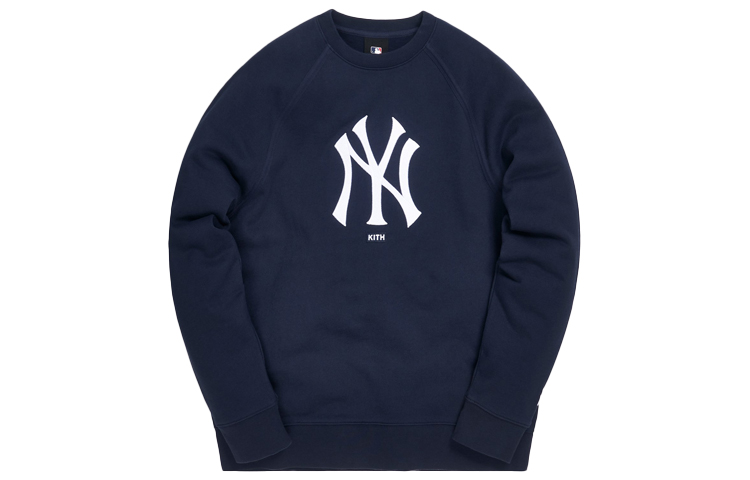 Order KITH × MLB New York Yankees Logo Unisex Biru Sweatshirt Crewneck KH2464-102