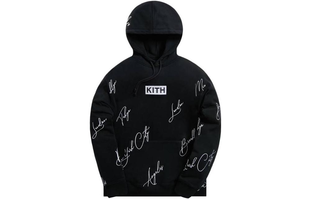 Order KITH 黑色連帽衫 徽標字母印花長袖上衣 KHM030347-001