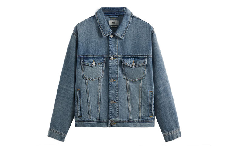 KITH  Casual Long Sleeve Button-Up Denim Jacket Deep Blue. KHM010269-416