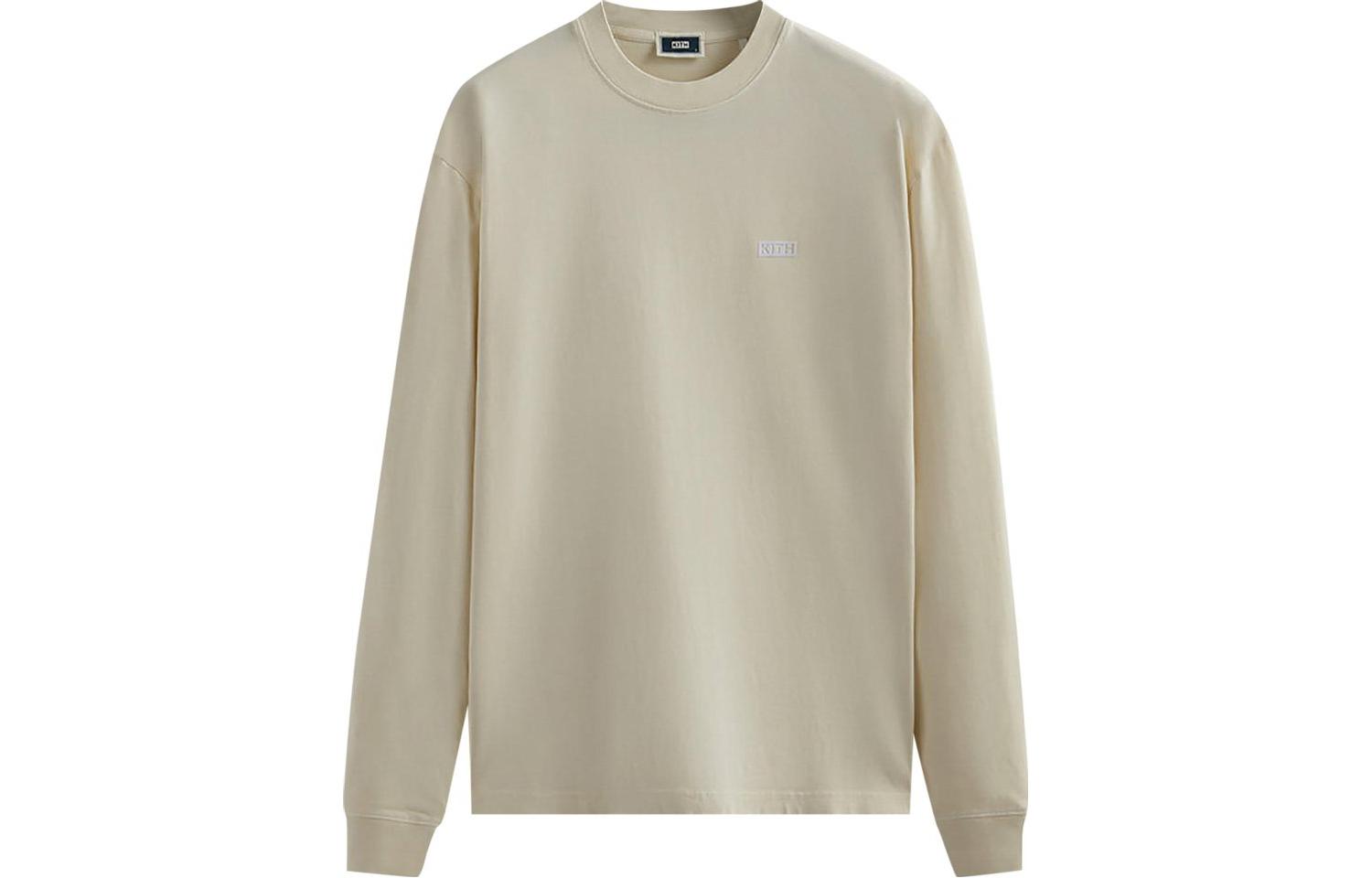 KITH  Cream Solid Color Loose Fit Long Sleeve Crewneck Tee KHM030632-104