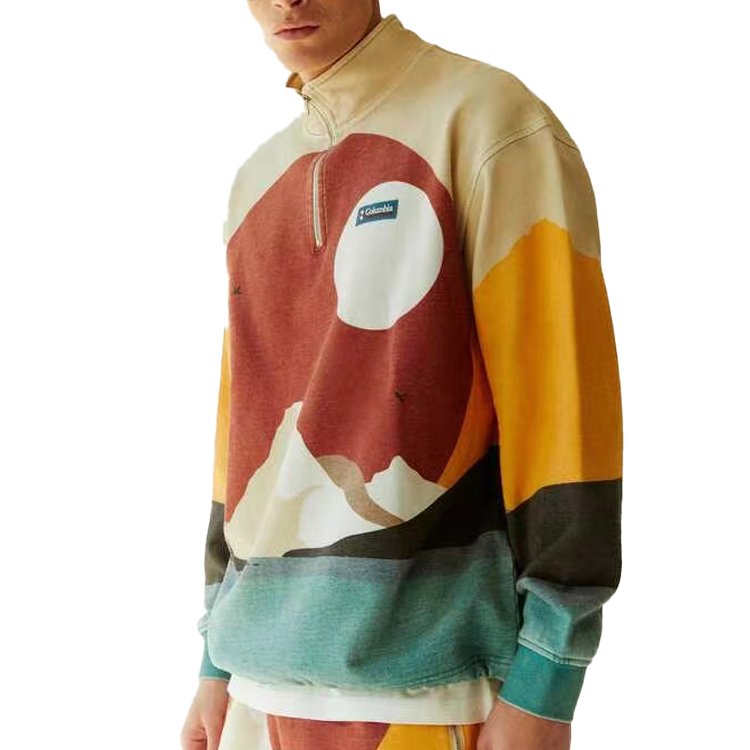 KITH  Graphic Print Half-Zip Sweatshirt Blood Red Long Sleeve Casualwear KHM030463-810