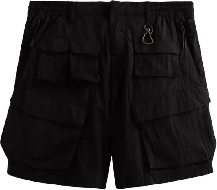 kith-solid-color-casual-shorts-black-with-waist-belt-loop-design-khm-060232-001