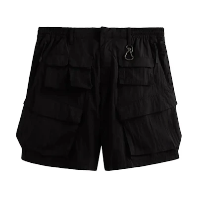 KITH Solid Color Casual Shorts Black with Waist Belt Loop Design. KHM060232-001