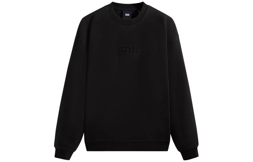 KITH  Solid Logo Print Long Sleeve Sweatshirt Black KHM030874-001
