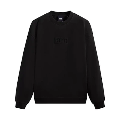 KITH Solid Logo Print Long Sleeve Sweatshirt Black KHM030874-001
