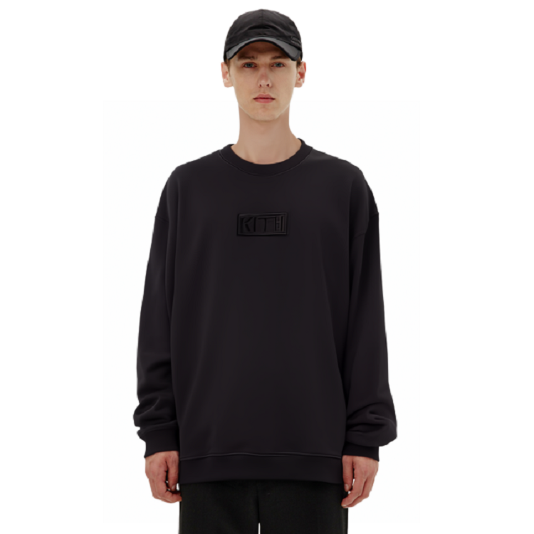 Lookbook KITH Sudadera Negra de Manga Larga con Logo Sólido Impreso KHM030874-001