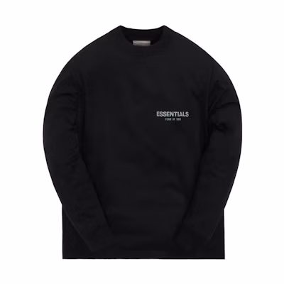 KITH Black Crewneck Logo Print Long Sleeve Tee for Men E125SU212080F-BLK
