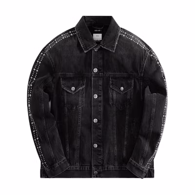 KITH Black Metal Stripe Collared Button-Up Jacket (Loose Fit) ksmps24jk009