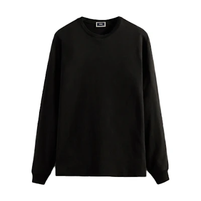 KITH Black Solid Color Crewneck Pullover Sweatshirt Casual Fit khm030584-001