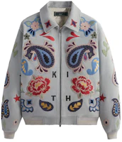 KITH Blue Suede Paisley Embroidered Patch Zip-Up Jacket Unisex KHM010475-469 KITH Blue Suede Paisley Embroidered Patch Zip-Up Jacket Unisex KHM010475-469